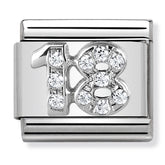 Nomination Composable Classic Link 330304/18 Number 18 with CZ in 925 Silver